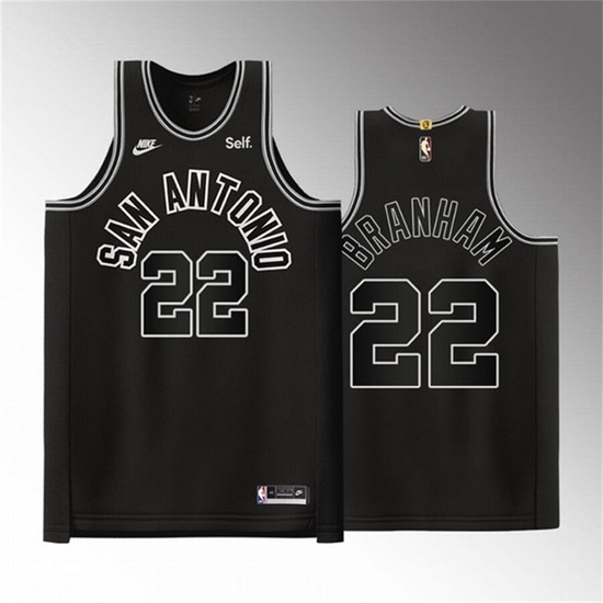 Men San Antonio Spurs #22 Malaki Branham Black Stitched Basketball Jersey