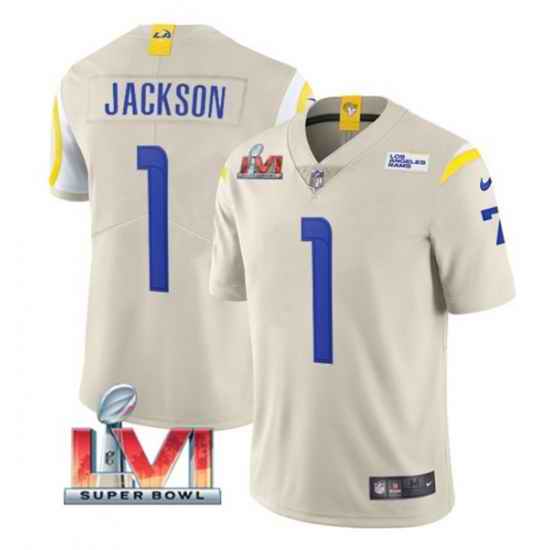 Nike Los Angeles Rams #1 Desean Jackson Bone 2022 Super Bowl LVI Vapor Limited Jersey