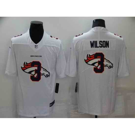 Men Denver Broncos #3 Russell Wilson White Shadow Logo Limited Stitched jersey