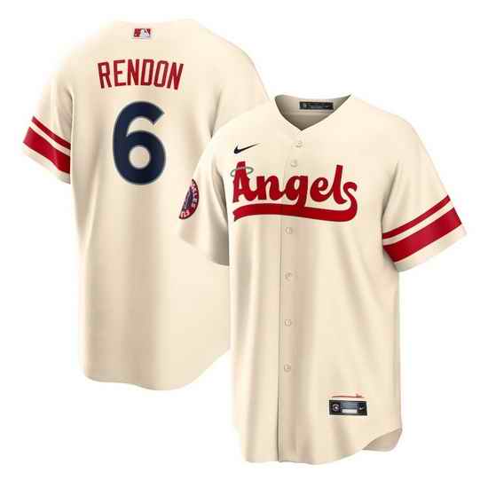 Men Los Angeles Angels #6 Anthony Rendon 2022 Cream City Connect Cool Base Stitched Jerseys