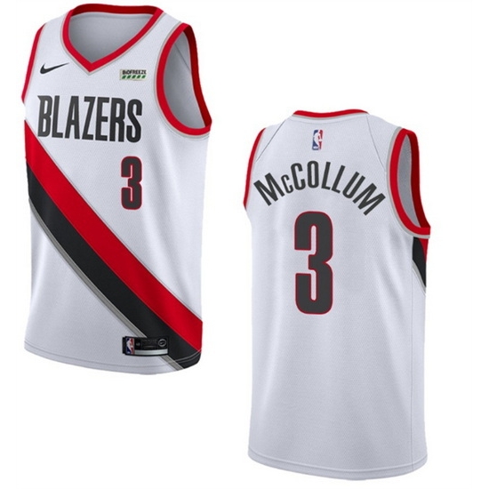 Men Portland Trail Blazers #3 C J  McCollum White Stitched Basketball Jersey