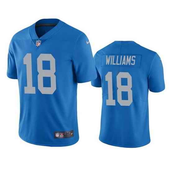 Men Detroit Lions #18 Jameson Williams Blue Vapor Untouchable Limited Stitched Jersey