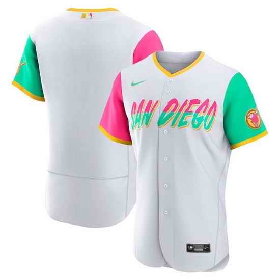 Men San Diego Padres Blank 2022 White City Connect Flex Base Stitched Baseball Jersey