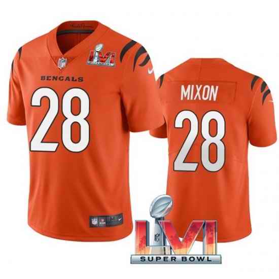 Nike Cincinati Bengals #28 Joe Mixon Orange 2022 Super Bowl LVI Vapor Limited Jersey
