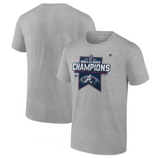 Atlanta Braves Fanatics Branded 2021 World Series Champions Locker Room T-Shirt - Heathered Gray
