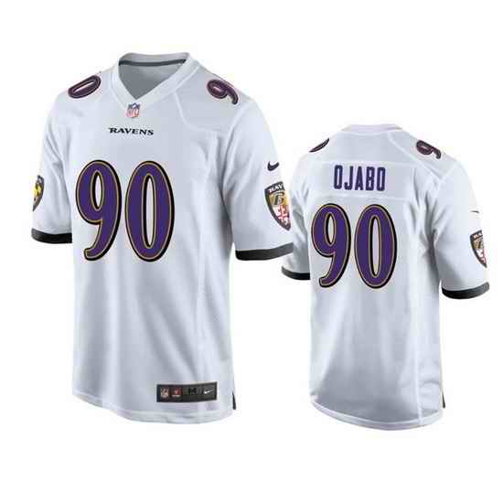 Men Baltimore Ravens #90 David Ojabo White Stitched Game Jersey