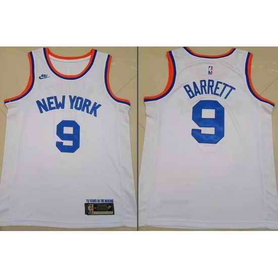 Men New York Knicks #9 R J Barrett 75th Anniversary 2021 2022 City Edition NBA Jersey