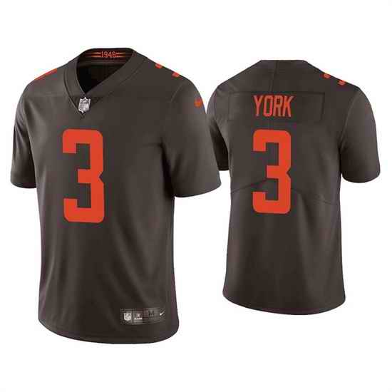 Men Cleveland Browns #3 Cade York Brown Vapor Untouchable Limited Stitched Jersey