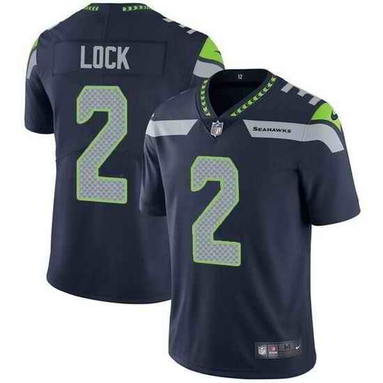 Men Seattle Seahawks #2 Drew Lock Navy Vapor Untouchable Limited Stitched jersey