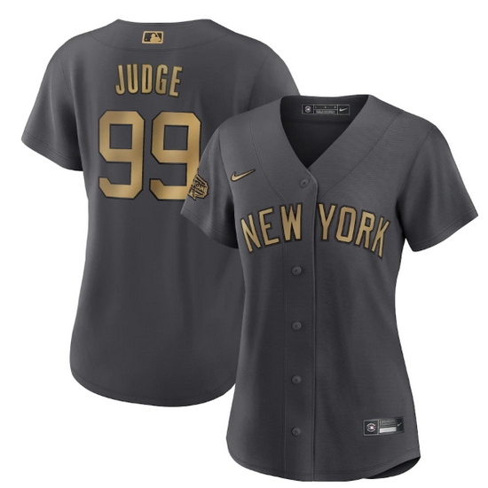 Women New York Yankees #99 Aaron Judge 2022 All Star Charcoal Stitched Baseball Jersey
