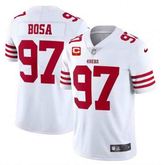 Men San Francisco 49ers 97 Nike Bosa 2022 White With #1 Star C Patch Vapor Untouchable Limited Stitched Football Jersey