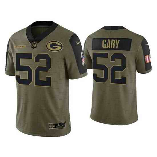 Men Green Bay Packers #52 Rashan Gary 2021 Olive Salute To Service Limited Stitched Jersey