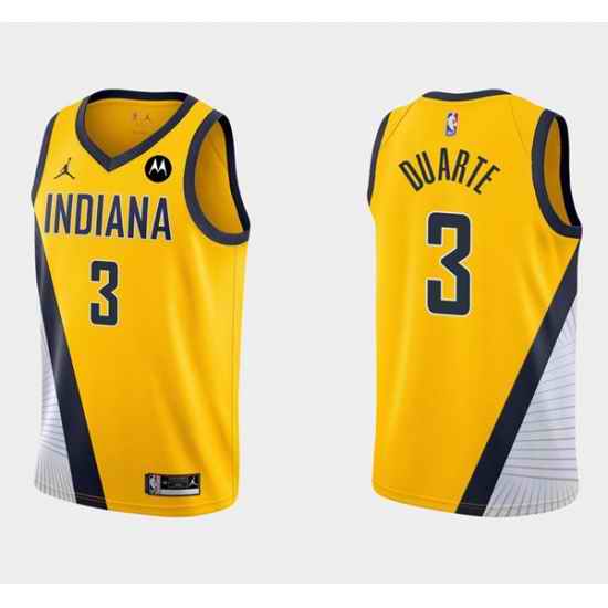 Men Indiana Pacers #3 Chris Duarte Yellow Swingman Stitched Jerseys