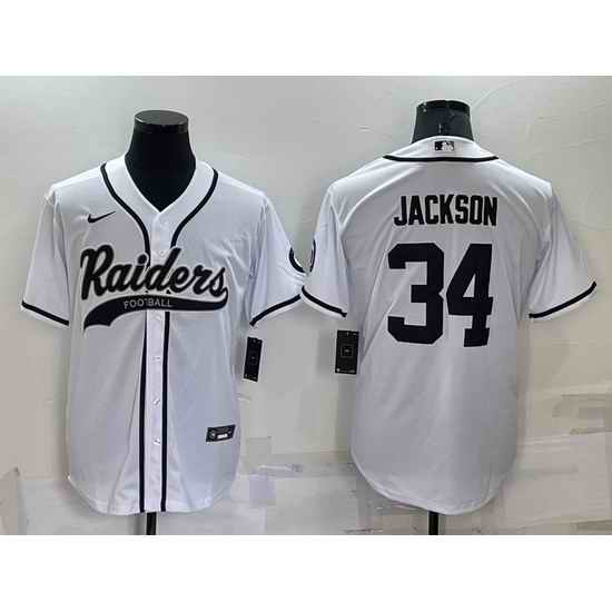 Men Las Vegas Raiders #34 Bo Jackson White Cool Base Stitched Baseball Jersey