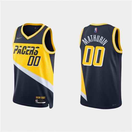 Men's Indiana Pacers #00 Bennedict Mathurin 2021 #22 Navy City 75th Anniversary Stitched Basketball Jersey