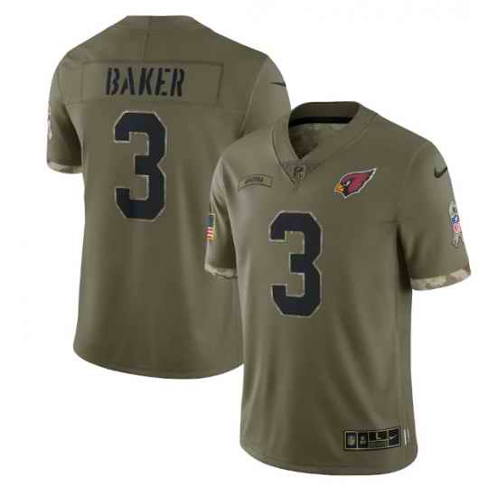 Men Arizona Cardinals #3 Budda Baker Olive 2022 Salute To Service Limited Stitched Jersey