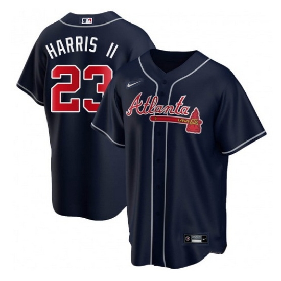 Men Atlanta Braves #23 Michael Harris II Navy Cool Base Stitched Baseball Jersey