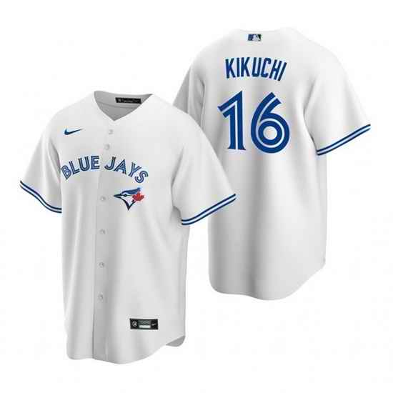 Men Toronto Blue Jays #16 Yusei Kikuchi White Cool Base Stitched Jerse