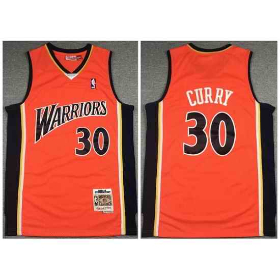 Men Golden State Warriors 30 Stephen Curry Orange 2009 #10 Throwback Stitched Jersey