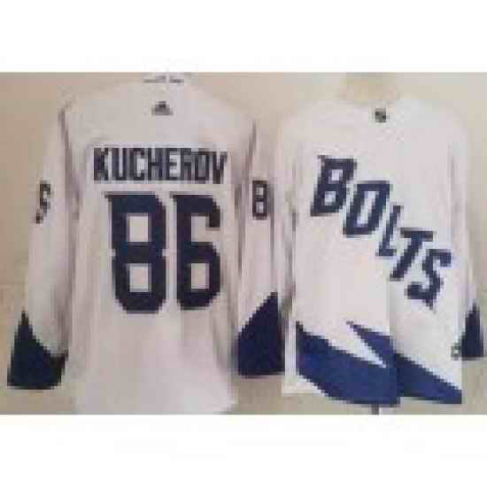Men Tampa Bay Lightning #86 Nikita Kucherov White 2022 Stadium Series Authentic Jersey