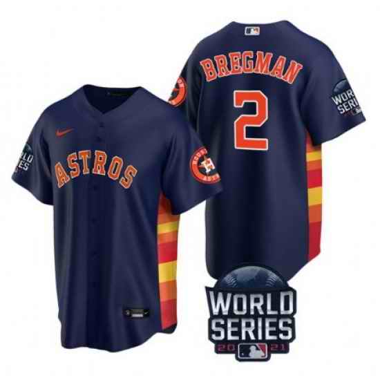 Men Houston Astros #2 Alex Bregman 2021 Navy World Series Cool Base Stitched Baseball Jersey