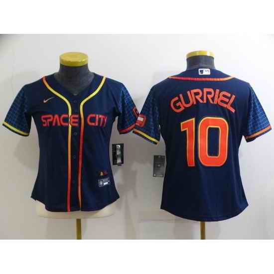 Women Houston Astros #10 Yuli Gurriel 2022 Navy City Connect Stitched Jersey 28Run Small 2