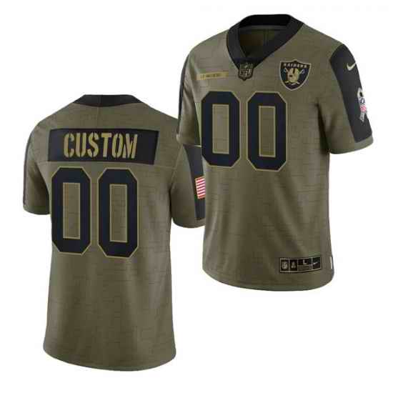 Men Women Youth Toddler  Las Vegas Raiders ACTIVE PLAYER Custom 2021 Olive Salute To Service Limited Stitched Jersey