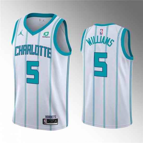 Men's Charlotte Hornets #5 Mark Williams White Stitched Basketball Jersey