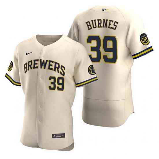 Men Milwaukee Brewers #39 Corbin Burnes Cream Flex Base Stitched MLB jersey