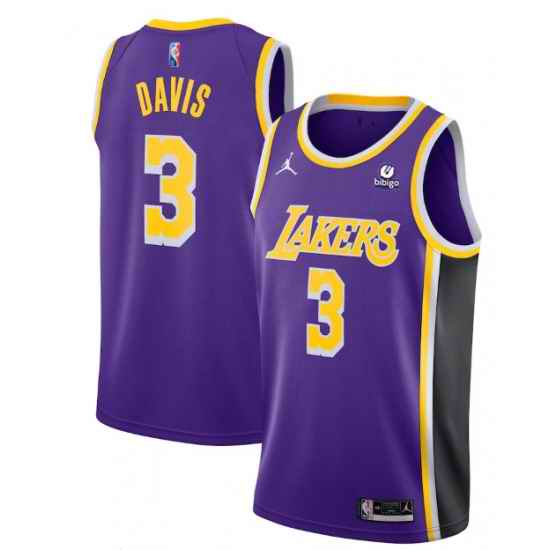 Men Los Angeles Lakers #3 Anthony Davis Purple 75th Anniversary Stitched Jersey