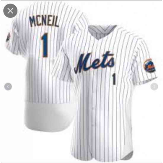 Men Nike New York Mets #1 Jeff McNeil White Flex Base Stitched Jersey