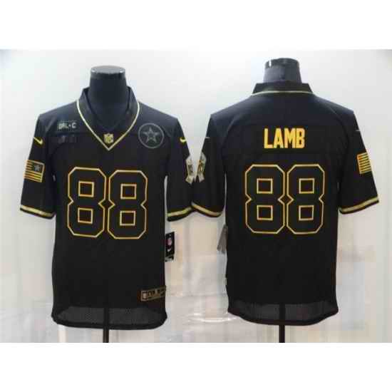 Men Dallas Cowboys #88 CeeDee Lamb 2020 Black Gold Salute To Service Jersey