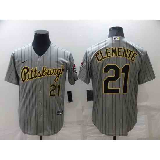 Men Pittsburgh Pirates #21 Roberto Clemente Dark Grey Cool Base Stitched jersey