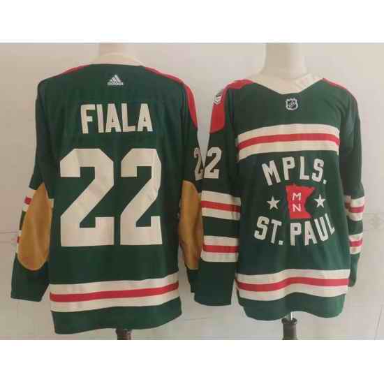 Men Minnesota Wild #22 Kevin Fiala Green 2022 Winter Classic Adidas Stitched NHL Jersey