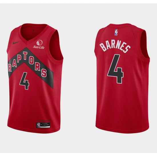 Men Toronto Raptors #4 Scottie Barnes Red Icon Edition Stitched Basketball Jersey