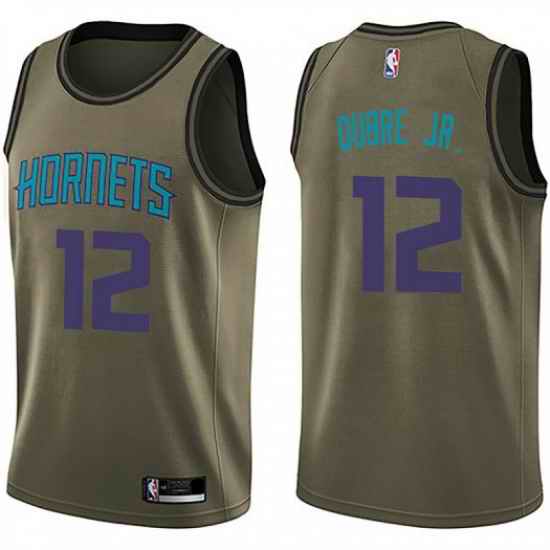 Nike Charlotte Hornets #12 Kelly Oubre Jr  Green Salute To Service NBA Swingman Jersey