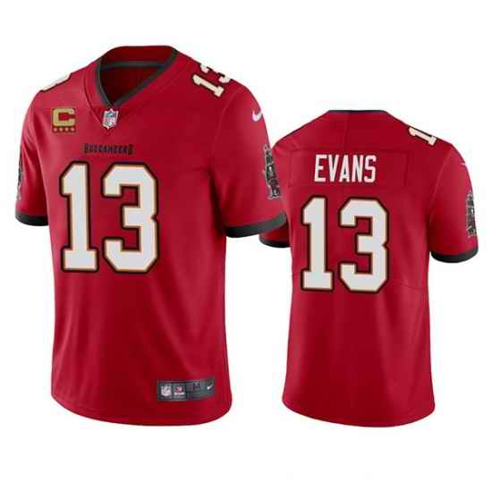Men Tampa Bay Buccaneers 13 Mike Evans 2022 Red With #4 Star C Patch Vapor Untouchable Limited Stitched Jersey