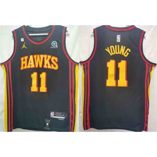 Men Atlanta Hawks #11 Trae Young Black Stitched Jersey