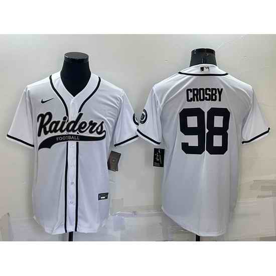 Men Las Vegas Raiders #98 Maxx Crosby White Cool Base Stitched Baseball Jersey
