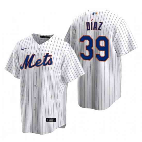 Men New York Mets #39 Edwin D EDaz White Cool Base Stitched Baseball Jersey