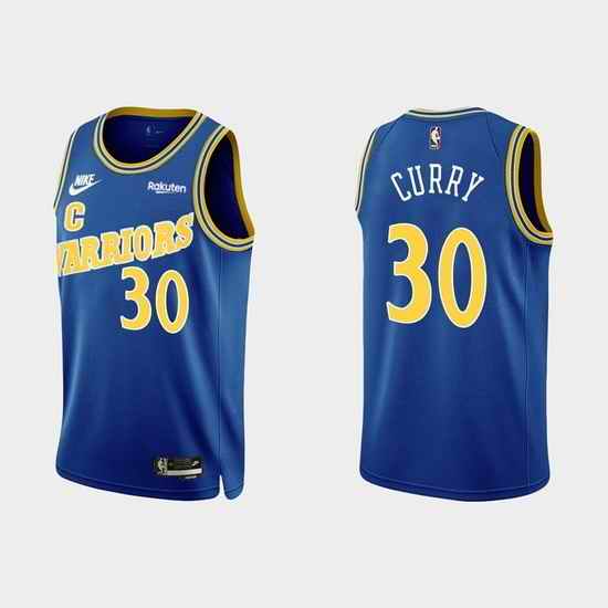 Men Golden State Warriors #30 Stephen Curry 2022 Classic Edition Royal Stitched Basketball Jersey
