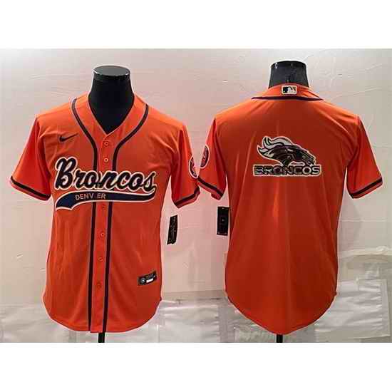Men Denver Broncos Orange Team Big Logo With Patch Cool Base Stitched Baseb