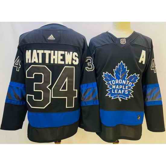 Men Toronto Maple Leafs Black #34 Auston Matthews Alternate Premier Breakaway Reversible Stitched jersey