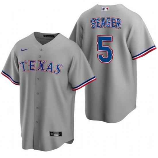 Men Texas Rangers #5 Corey Seager Grey Cool Base Stitched Baseball Jersey