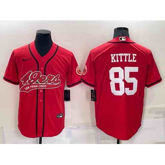 Men San Francisco 49ers #85 George Kittle Red Cool Base Stitched Baseball Jersey