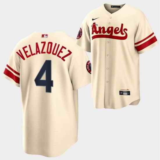 Men Los Angeles Angels #4 Andrew Velazquez 2022 Cream City Connect Cool Base Stitched Jersey
