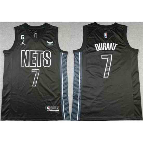 Men Brooklyn Nets 7 Kevin Durant Black2022 23 Statement Edition No #6 Patch Stitched Basketball Jersey