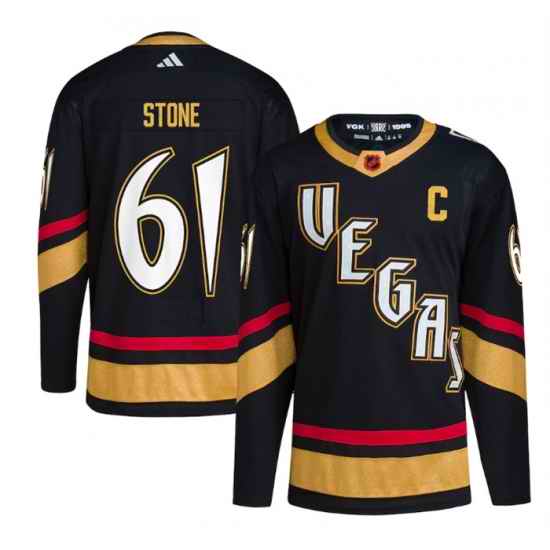 Men Vegas Golden Knights 61 Mark Stone Black 2022 #23 Reverse Retro Stitched Jersey