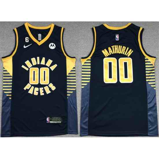 Men Indiana Pacers #00 Bennedict Mathurin Black With NO #6 Patch Stitched Basketball Jersey