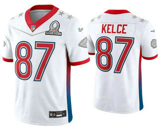 Men’s Kansas City Chiefs #87 Travis Kelce White 2022 Pro Bowl Vapor Untouchable Stitched Limited Jersey